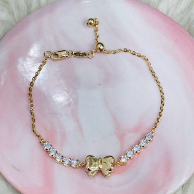 gelang fancy serut pita listring AD cute simple elegant emas asli kadar 700