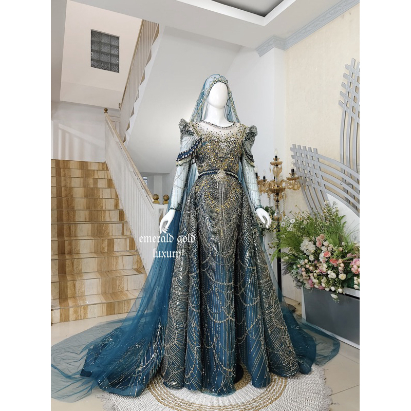 GAUN DRESS WEDDING /BAJU PENGANTIN BEREKOR /KEBAYA PENGANTIN MEWAH /KEBAYA WEDDING DRESS