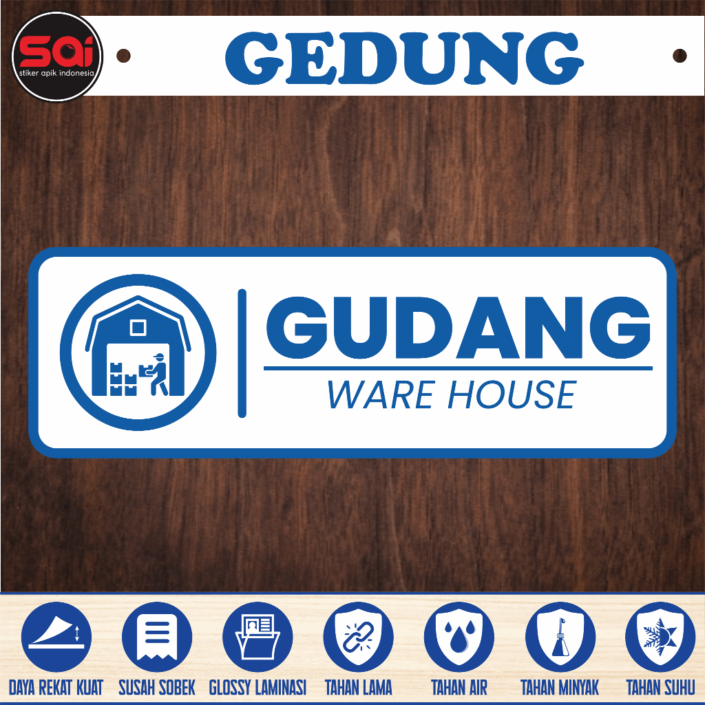 

Stiker vinyl anti air RUANG RUANGAN GUDANG laminasi glossy