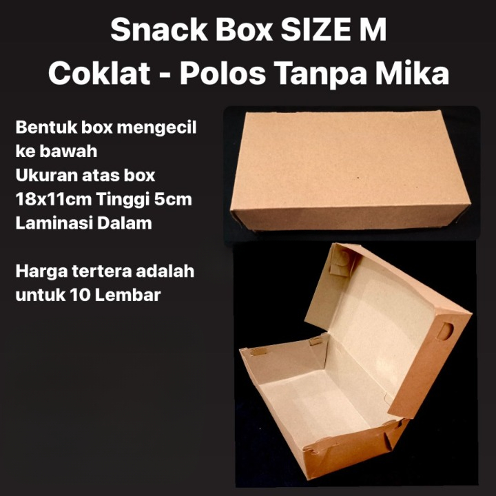 

10 Pcs Snack Box Coklat Polos Dus Makanan Laminasi Dalam 18x11x5cm