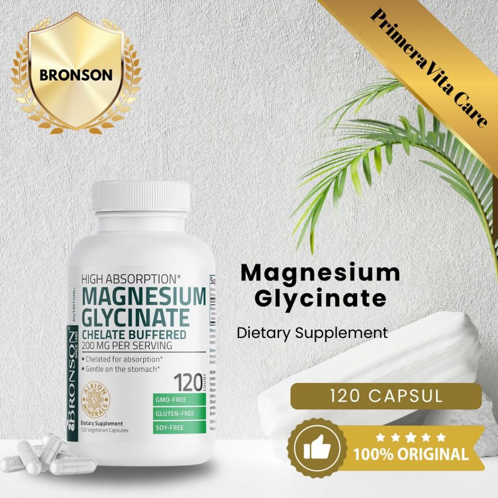 BRONSON Magnesium Glycinate High Absorption 200 MG – 120 Capsules / Magnesium Glycinate 200 MG