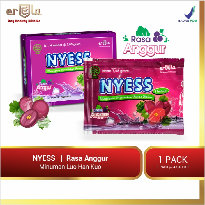 

NYESS Anggur / Larutan Penyegar Panas Dalam & Sariawan / 1 Pack 4 Sachet