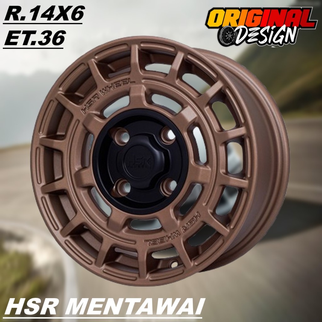 Pelek Mobil Style Rally Ring 14 Lubang 4 Warna Bronze HSR MENTAWAI R14