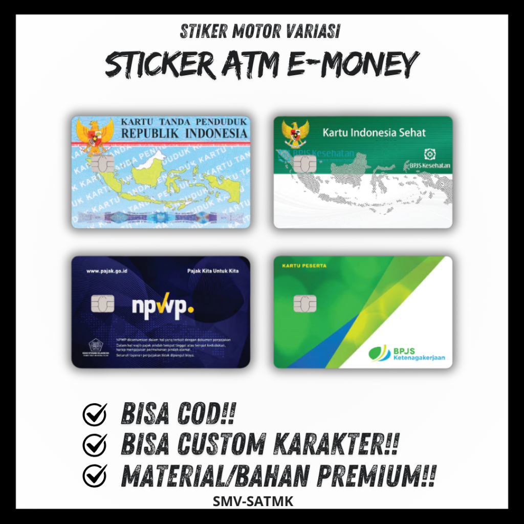 

Sticker Kartu Atm Skin Card KTP KIS BPJS Stiker BCA Mandiri Bri Bni Debit Emoney Flazz Tap-cash