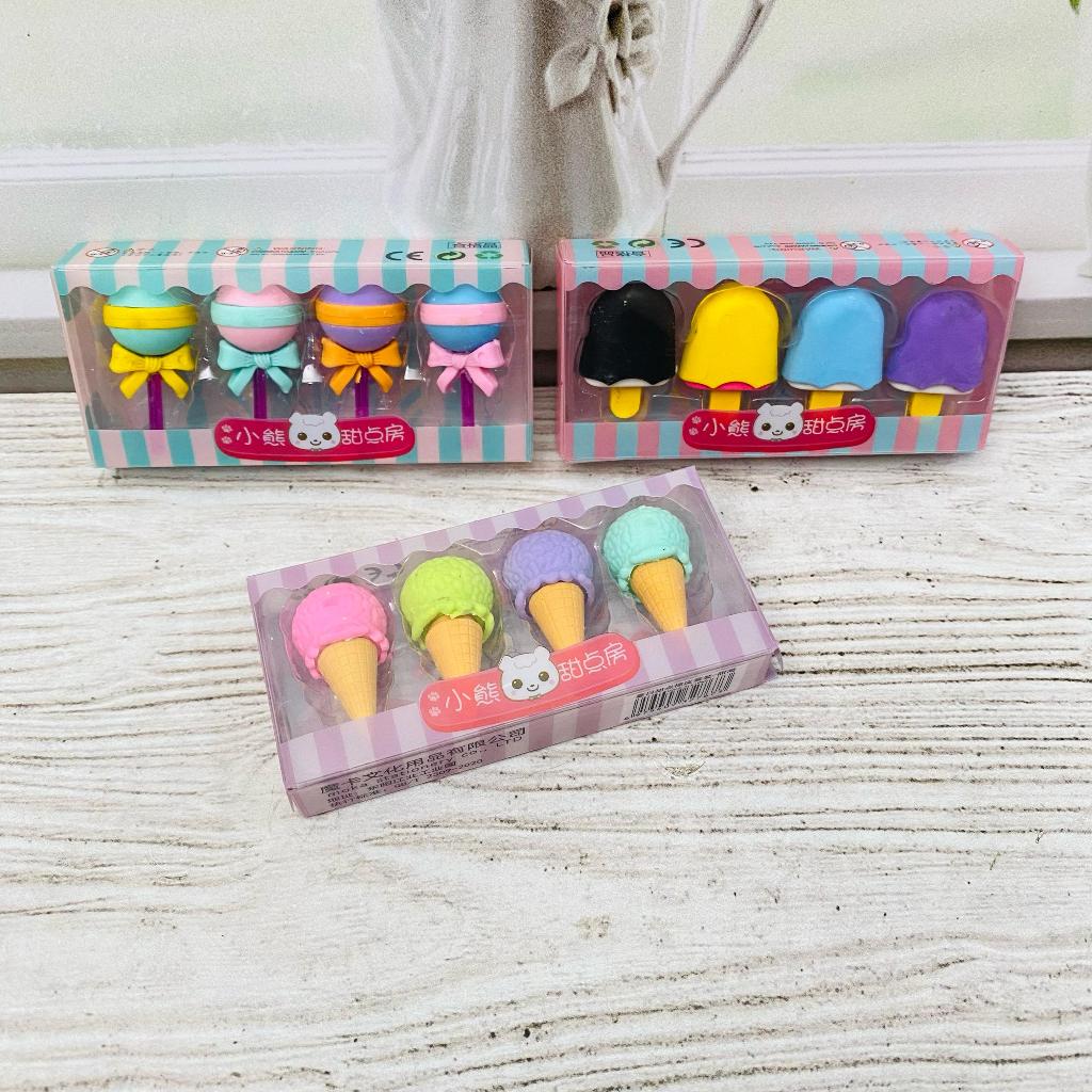 

Penghapus Ice Cream 1 Set isi 4 PCS Super Cute Lucu / Stip Model Eskrim 1 Box isi 4 Pieces Lengkap Alat Tulis Sekolah Anak Kekinian Stationary Fancy Kualitas Terbaik Bisa Grosir dan COD Harga Termurah