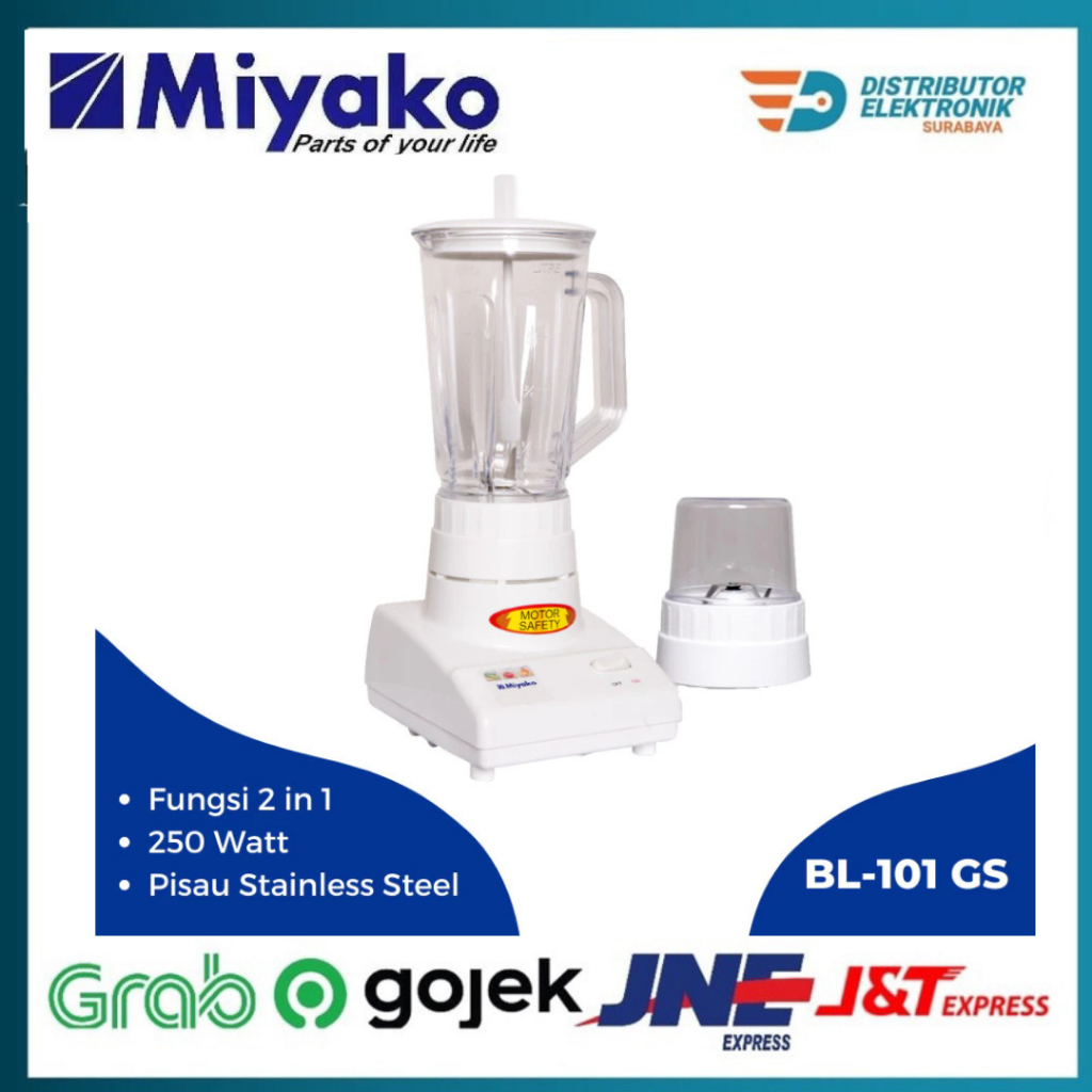 Blender Miyako BL101GS (Kaca) - Putih [1L] / BL 101 GS 2 in 1 Blender Miyako 101 GS Blender Juicer P