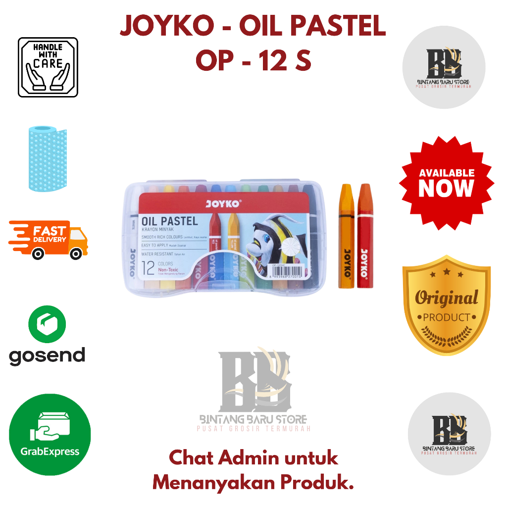 

JOYKO - OIL PASTEL / CRAYON MINYAK 12 WARNA - WATER RESSIST - OP 12S