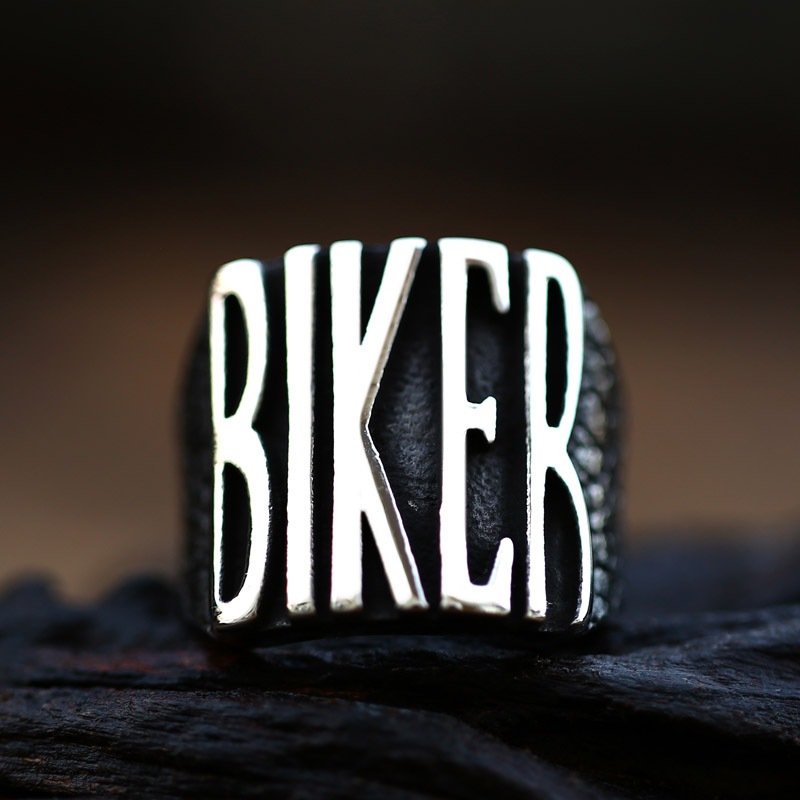 Cincin Tulisan Biker Beier Stainless Premium / Cincin Anak Motor Huruf BIKER Baja Tahan Karat Hip Ho