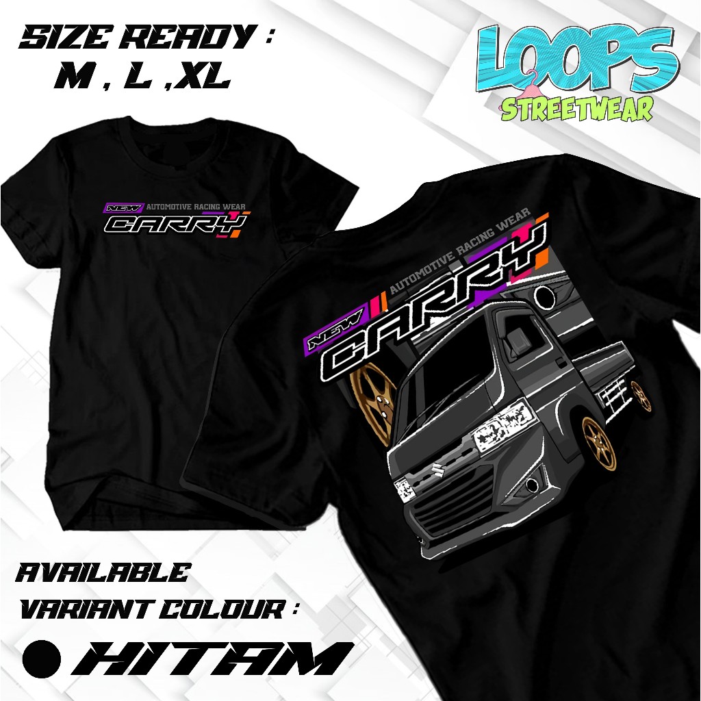 Loopsmerch - Kaos Mobil Suzuki New Carry - Baju Distro - Kaos viral - catton combed 30s - Kaos Unise