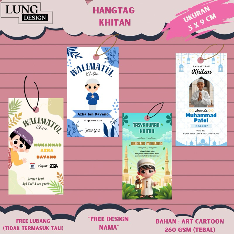 

(1 Pack isi 30 pcs) Hang Tag Khitan/Tag khitanan/Sunatan/Souvenir khitan hang tag / bisa cust0m foto dan tulisan / Hang tag khitanan / Tasyakuran khitan / souvenir sunatan birthday ulang tahun / gantungan custom nama / walimatul khitan