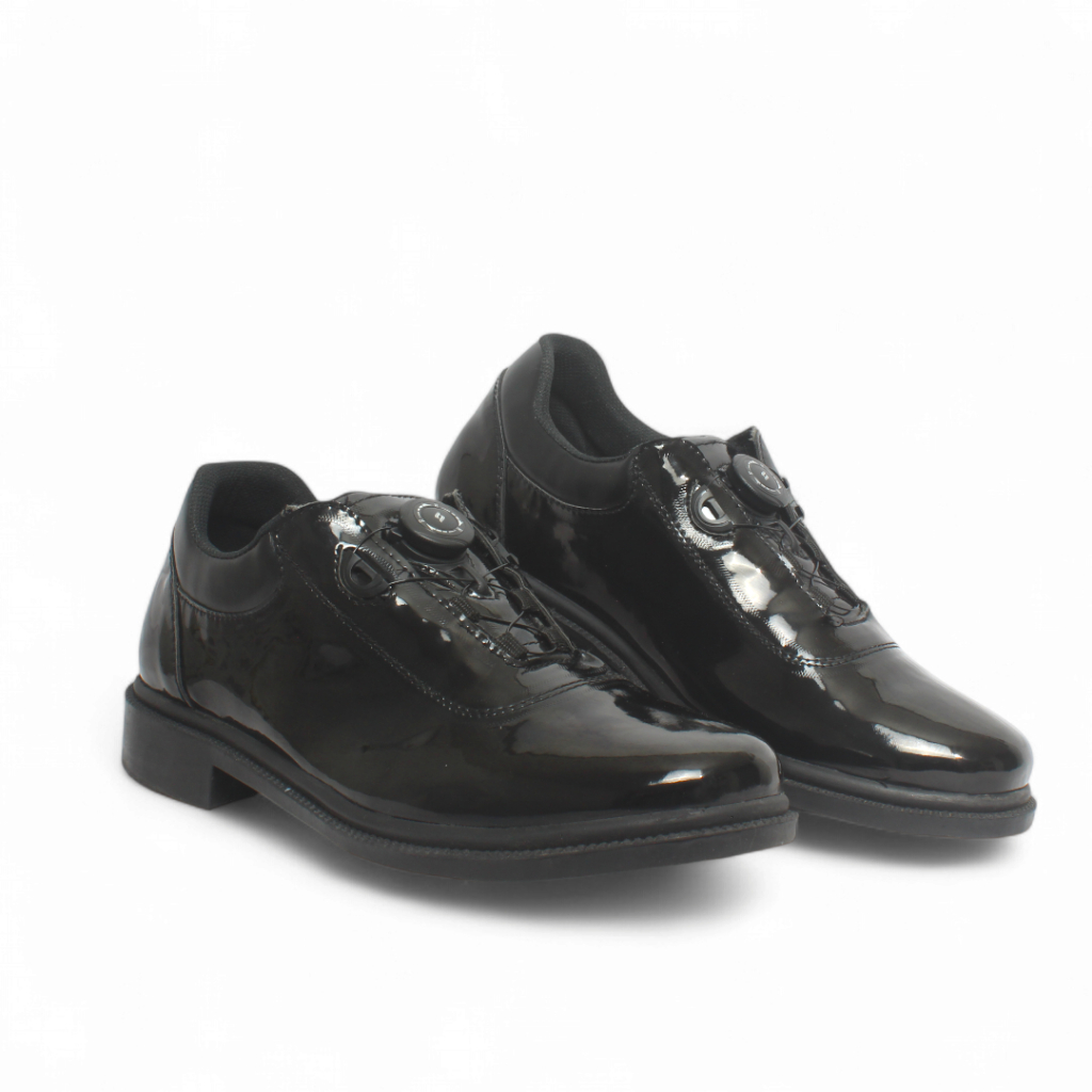 Sepatu Pdh Tali Putar TNI Polri Security Satpam Hitam Glossy