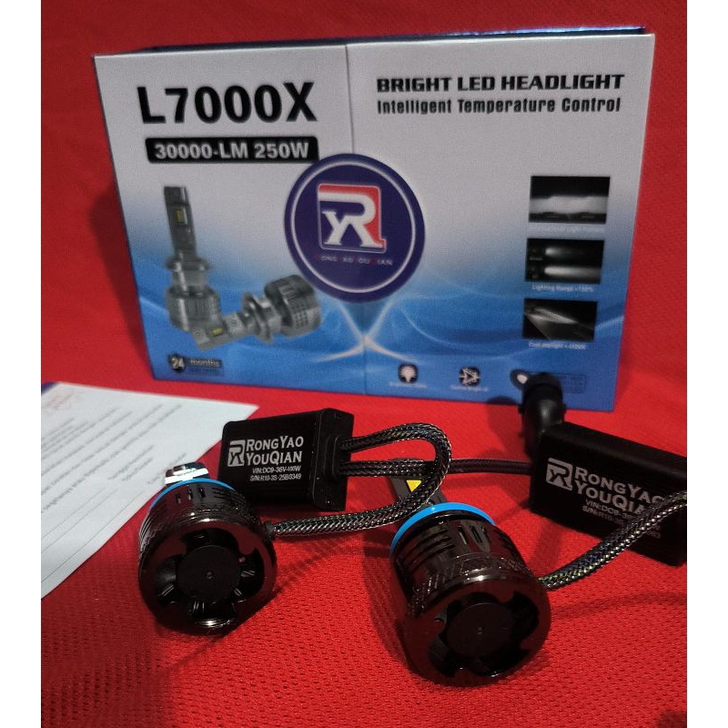 Lampu LED RONGYAU L7000Z - 30000 LM 250 W - 3 WARNA H11 - H8 TYPE