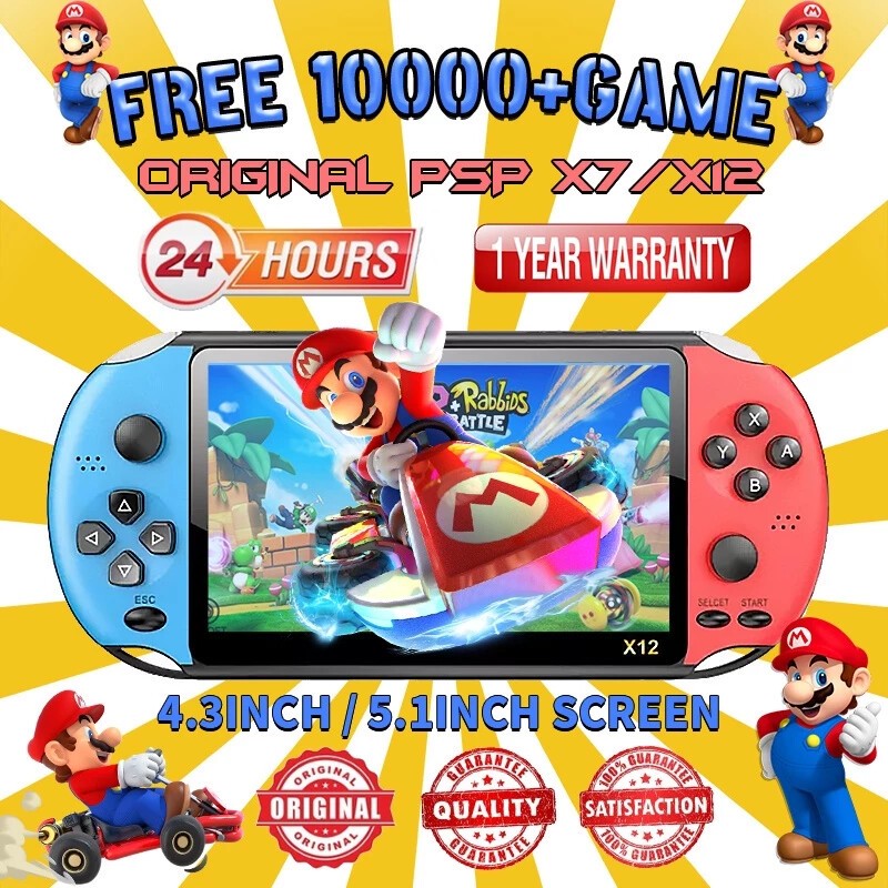【Pengiriman 24 jam】Konsol game PSP X7/X12 5,1 inci mendukung game retro NES Konsol game genggam 10.0