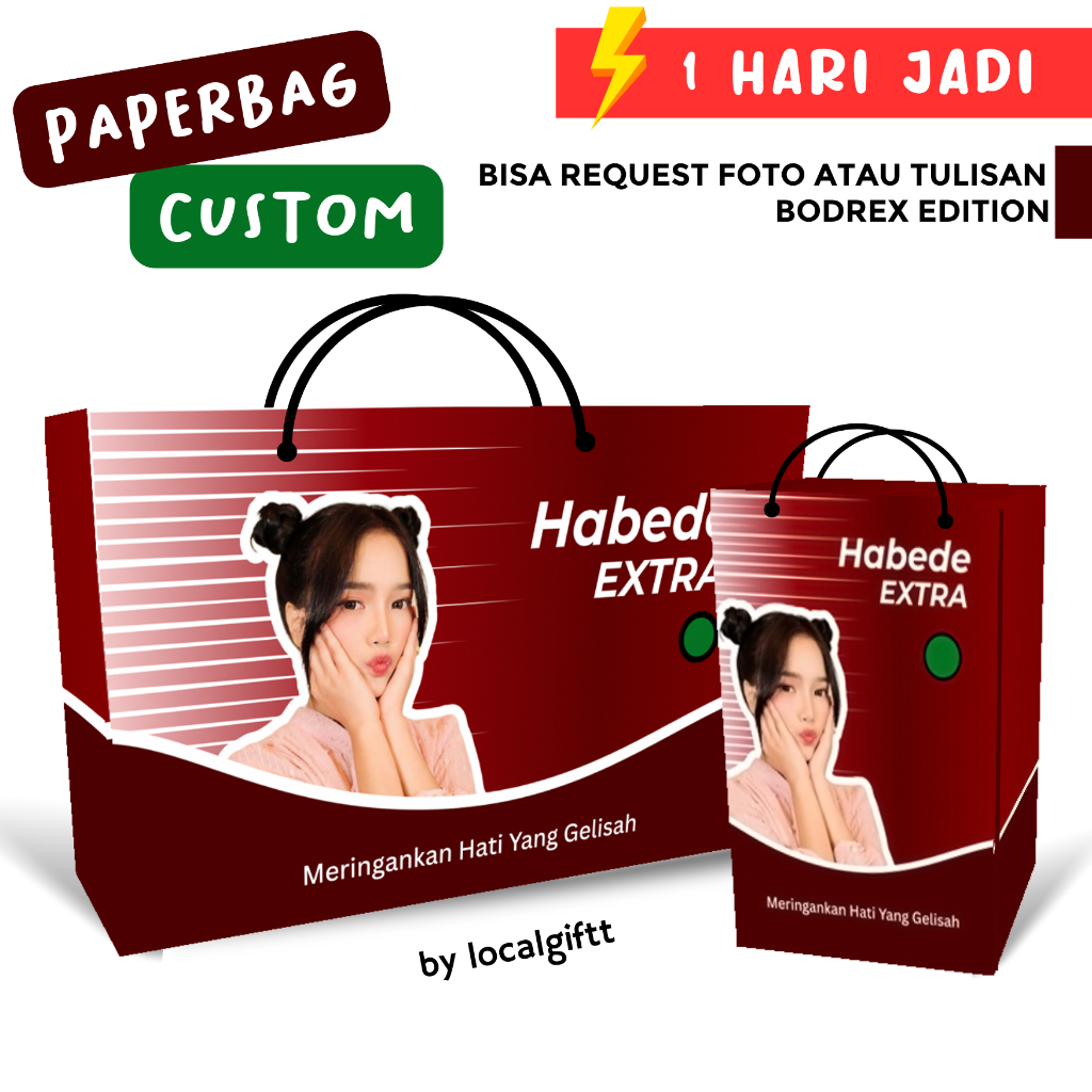 

Paperbag Custom Bodrex Edition | Bisa request foto dan tulisan | Paperbag custom | Paperbag lucu | Paperbag Foto | Tas Custom