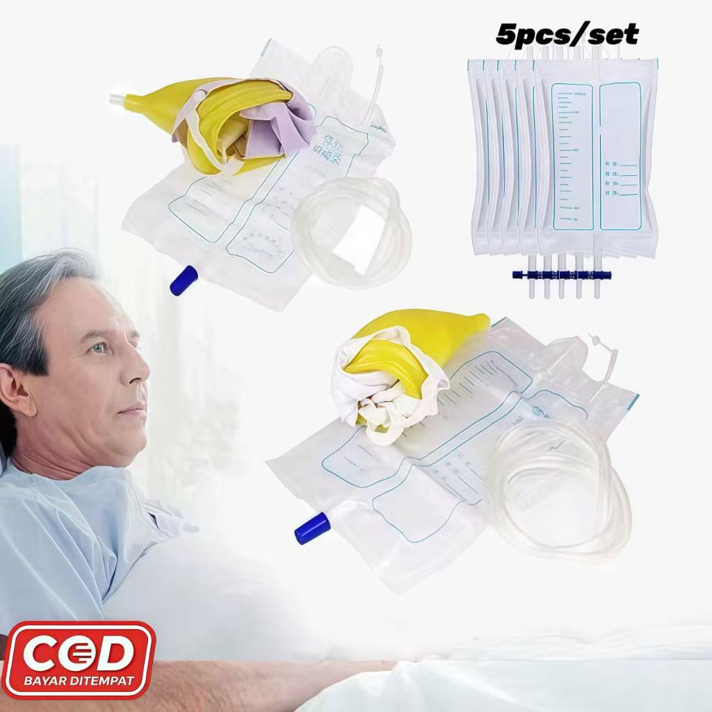 Urine External / Alat Bantu Kantong Kencing Untuk Pria & Wanita Set Dgn Urine Bag 1000ml