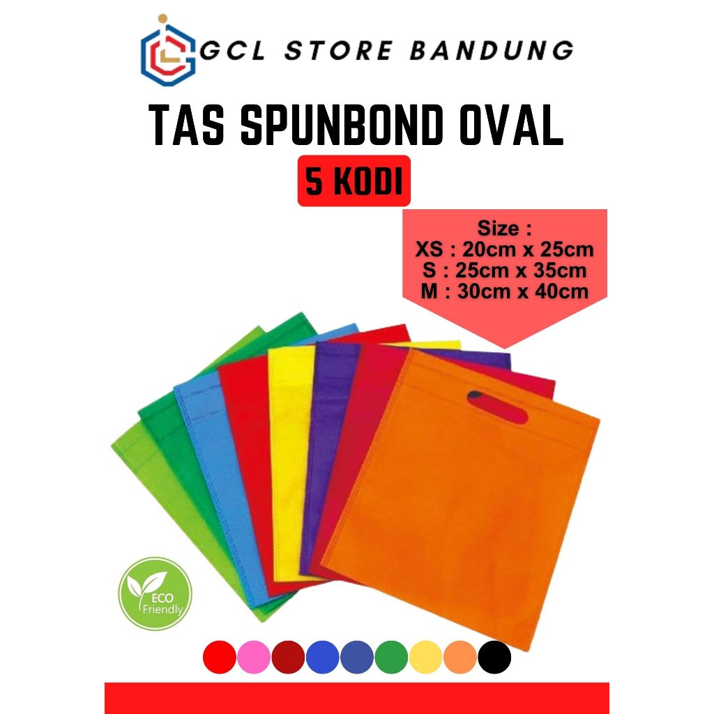 

Spunbound Goodie Bag Tas Belanja PAKET 5 KODI Model OVAL Kantong Kain