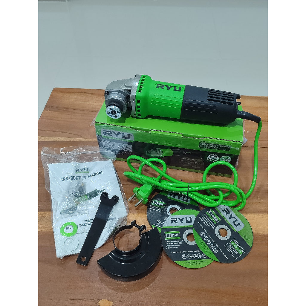 Mesin Gerinda Tangan 4" Free Batu Potong dan Batu Poles Mesin Potong Besi Kayu Pvc Alumunium Keramik