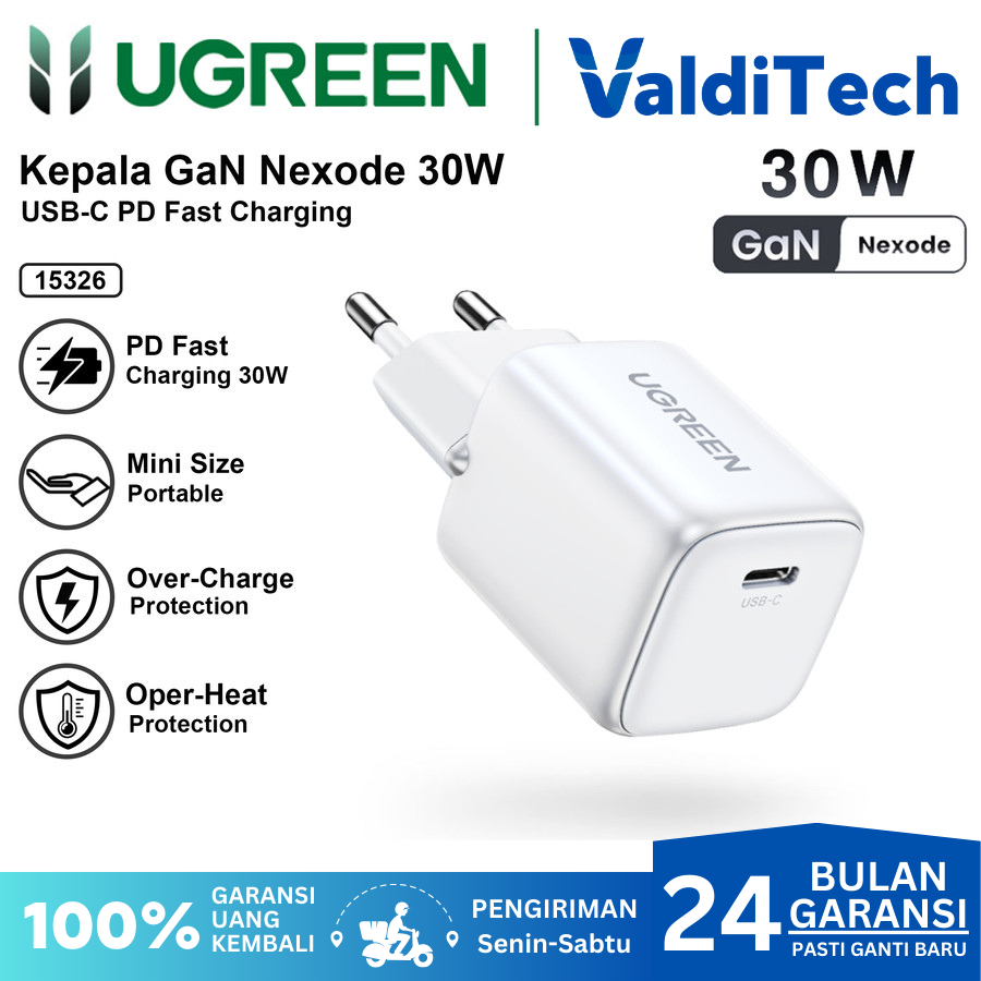 Ugreen Kepala Adaptor Charger Adaptor nexode Gan USB-C Fast Charging Mini NEXODE 30W Adapter 15326