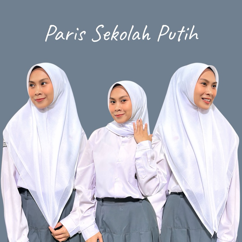Segiempat Paris Putih / Hijab Paris Sekolah / Kerudung paris Sekolah / Paris Putih / Paris Putih Var