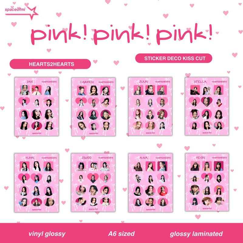 [ready stock] sticker pinkpinkpink - h2h hearts2hearts - sticker deco love kpop cute pink - carmen a