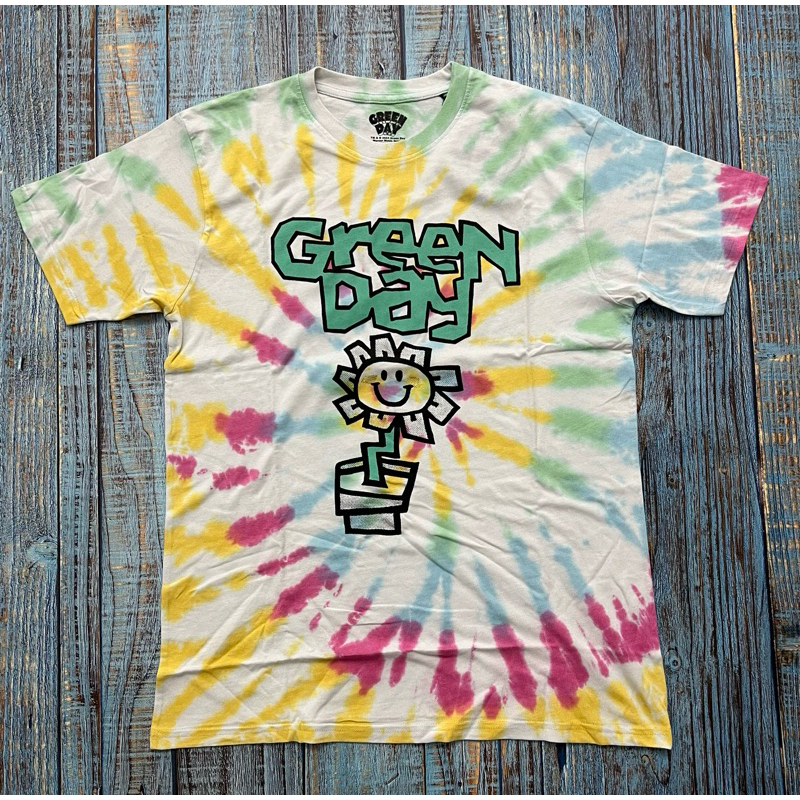 Kaos T-Shirt Band Green Day - Flower Pot Dye Official Merchandise