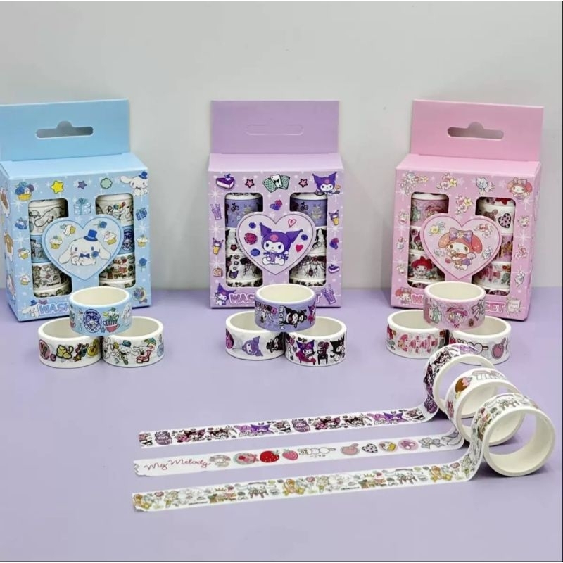 

GNV Roll Sticker Tape SANRIO Melody Kuromi Cinnamoroll Cute (1 Box isi 10 Roll)