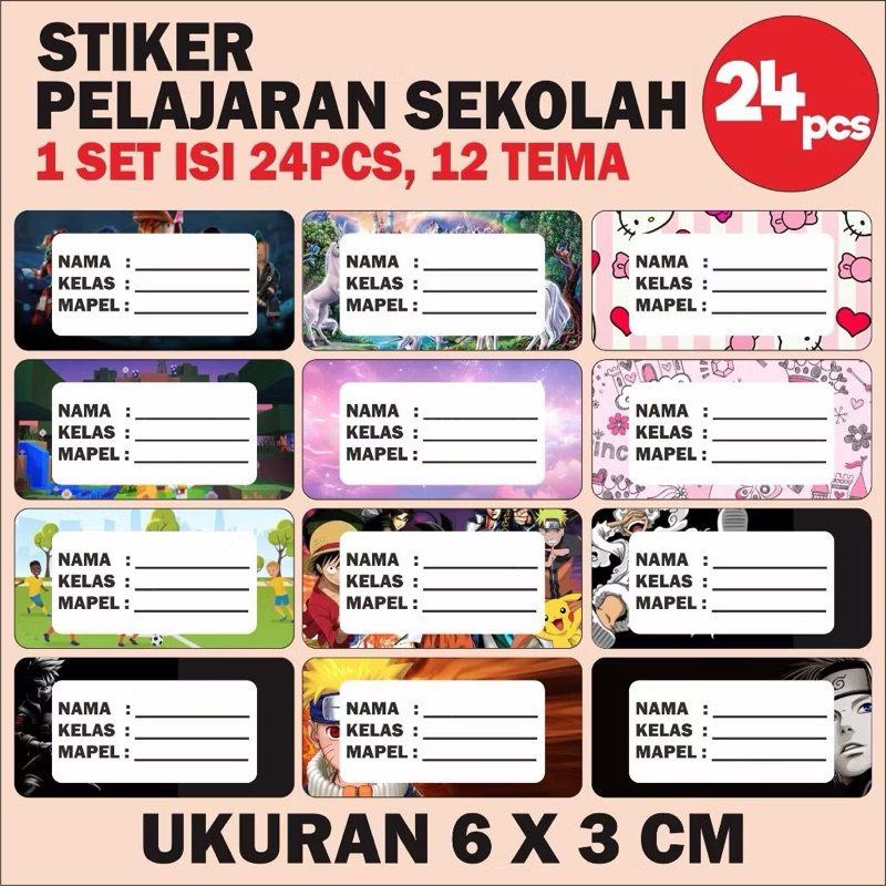 

AR235 Stiker Mapel Isi 24pcs - Label Buku Pelajaran Sekolah - Banyak Pilihan Tema - Stiker Mata Pelajaran