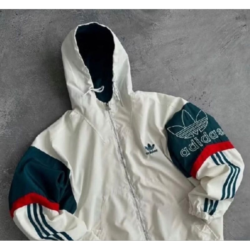 Jaket parasur winbreaker casual adidas pria wanita full tag label