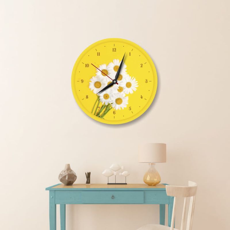 AK112-Jam dinding aesthetic motif bunga terlaris