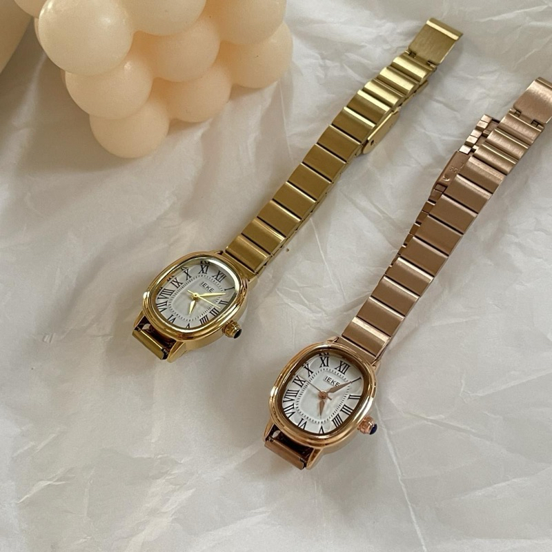 Chloey Jam Tangan Wanita Gogoey Oval Versi Romawi Jam Tali Adjustable Stainless Anti Karat Anti Air 