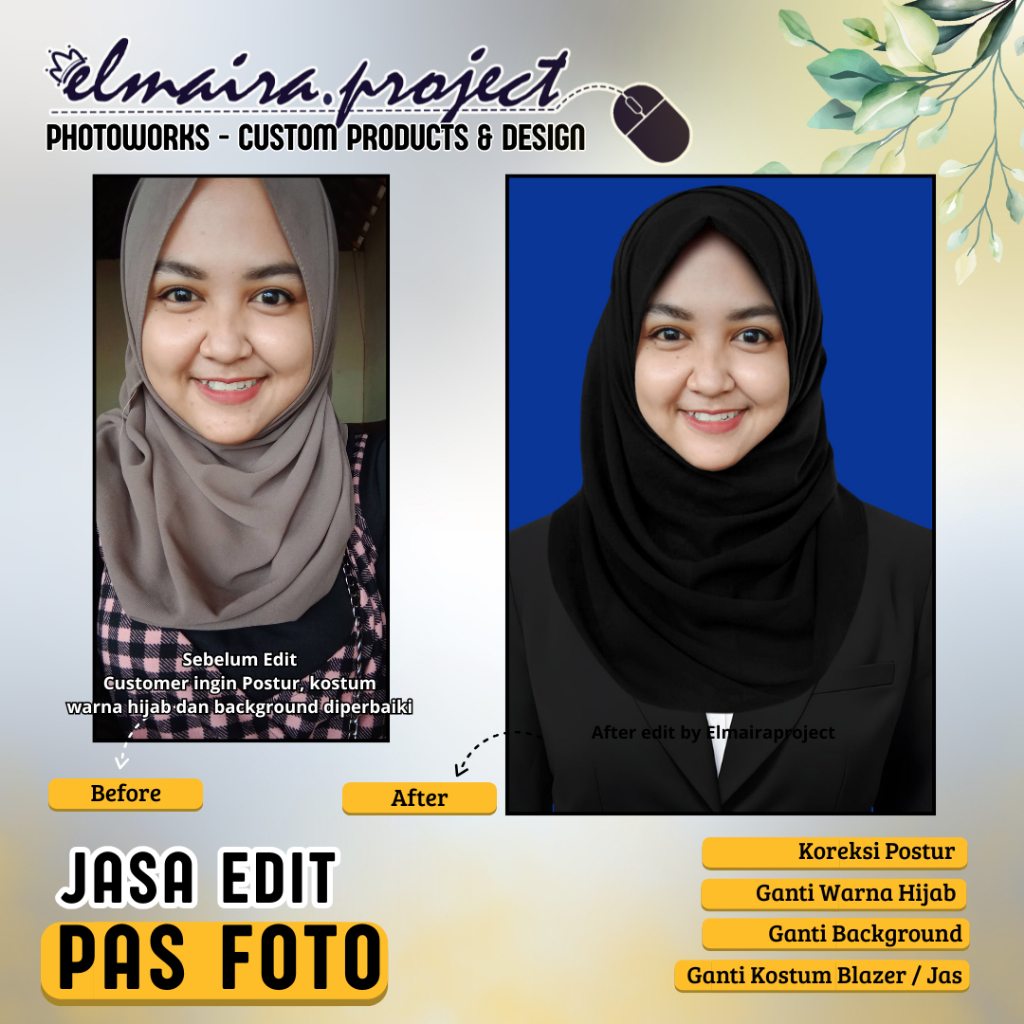 JASA EDIT PAS FOTO PRO/EDIT FOTO LAMARAN KERJA/EDIT GANTI JAS/HIJAB/KEMEJA/BLAZER/EDIT FOTO PRO