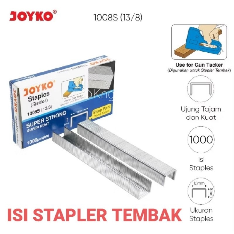 

Isi Staples Gun Tacker Tembak Joyko 1008S 13/8 - Refill Hekter Tembak Harga Satuan Kotak Kecil