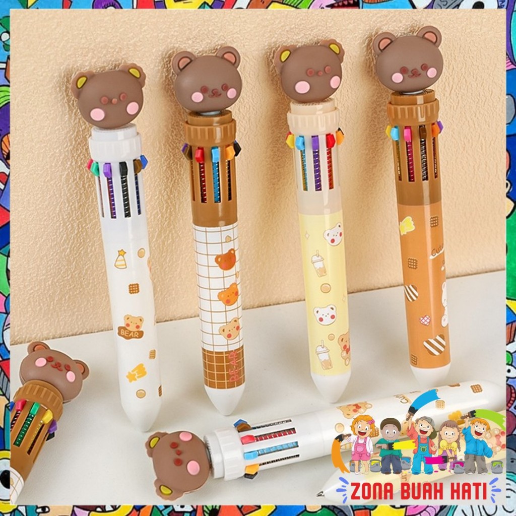 

ZBH Pena 10 Warna Karakter Bear - Pulpen Gel Warna Warni Untuk Sekolah dan Kantor