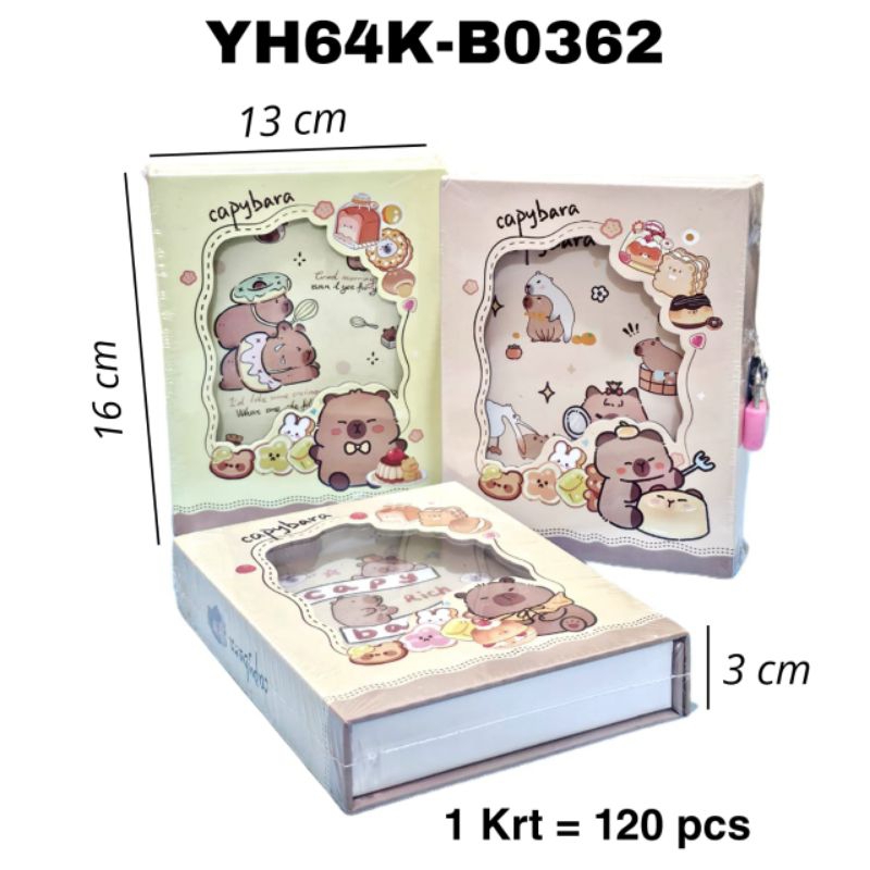 

SQ Diary Dus Gembok Kecil Capybara YH64K-B0362/Diary Kecil/Per Pcs