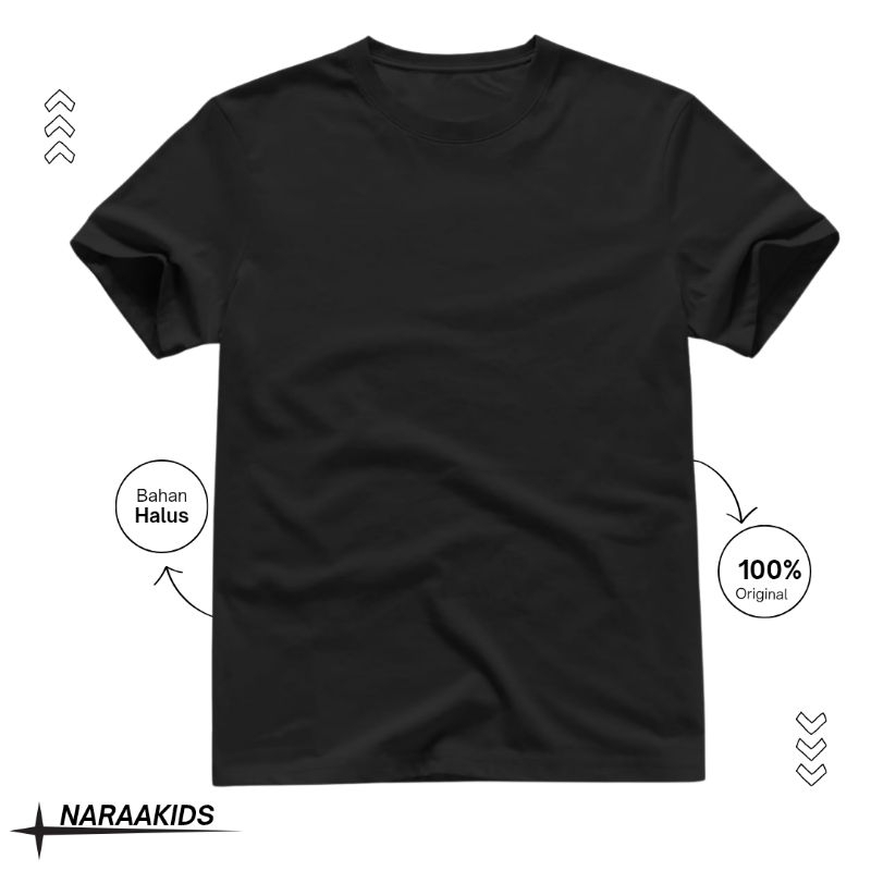 Kaos Anak Hitam Polos Usia 4-12 Tahun