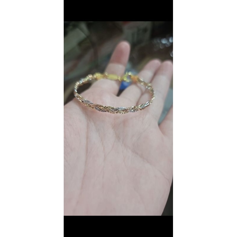 Gelang choker kawat bangle bulat hoop 2 warna emas asli kadar 700