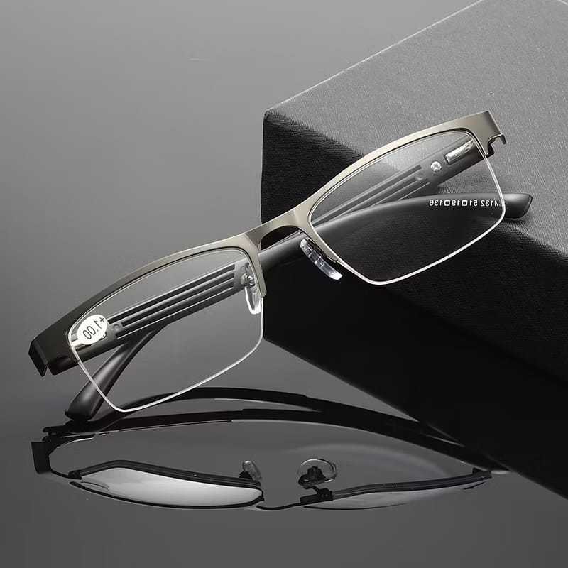 Kacamata Baca Pria Wanita Mode Korea Frame Besi Ori Lensa Plus +100 Sd +300 Reading Glasses / Kacama