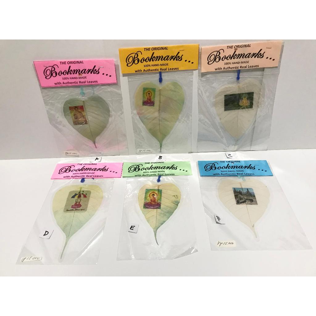 

BOOKMARK/PEMBATAS BUKU/GANTUNGAN DAUN BODHI ASLI HANDMADE BUDDHA ORANGE ASSORTED TINGGI +/- 13cm