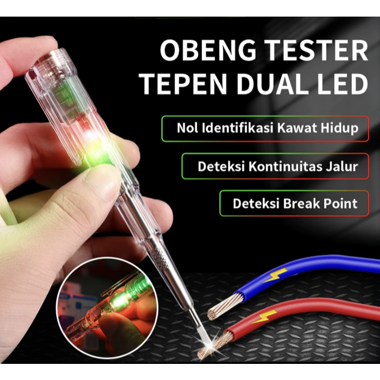 Tespen Terbaru Serbaguna 100% Original Produk, Tespen Listrik Obeng Listrik Dual LED Cek Kabel Putus