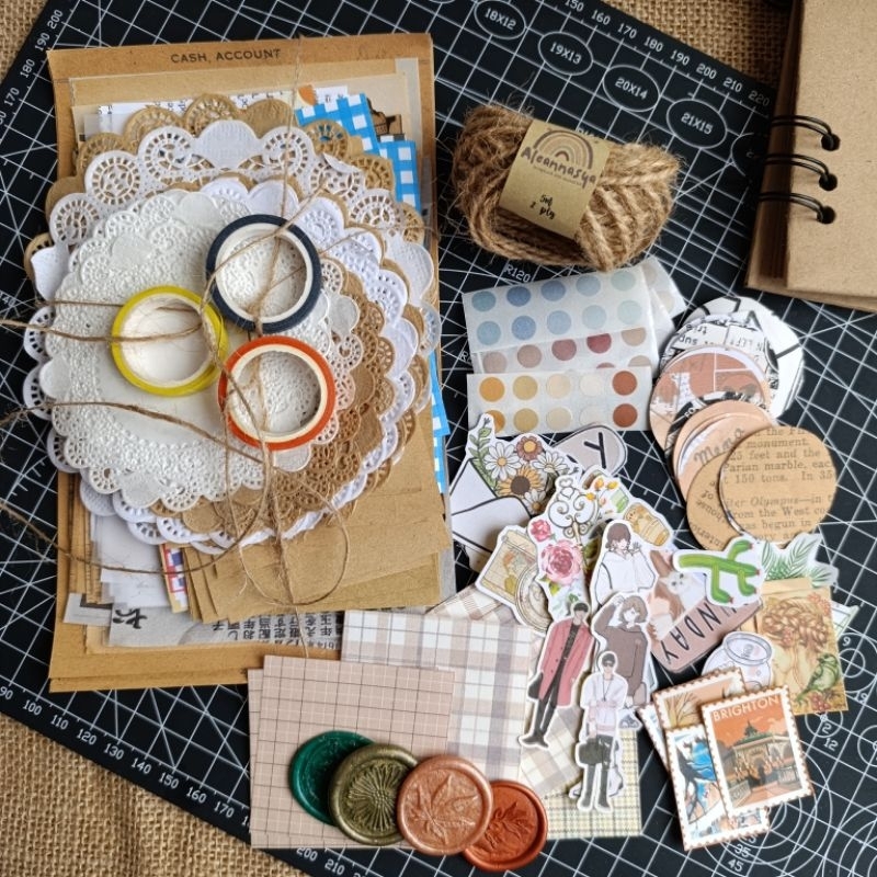 {Aleannasya} - (222pcs + 1pcs) PAKET LENGKAP JOURNALING KIT AESTHETIC / JOURNALING KIT VINTAGE