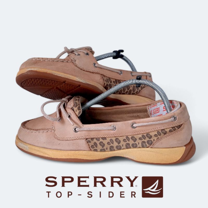 sepatu Sperry top sider second branded original loafer boat shoes leopard size 42