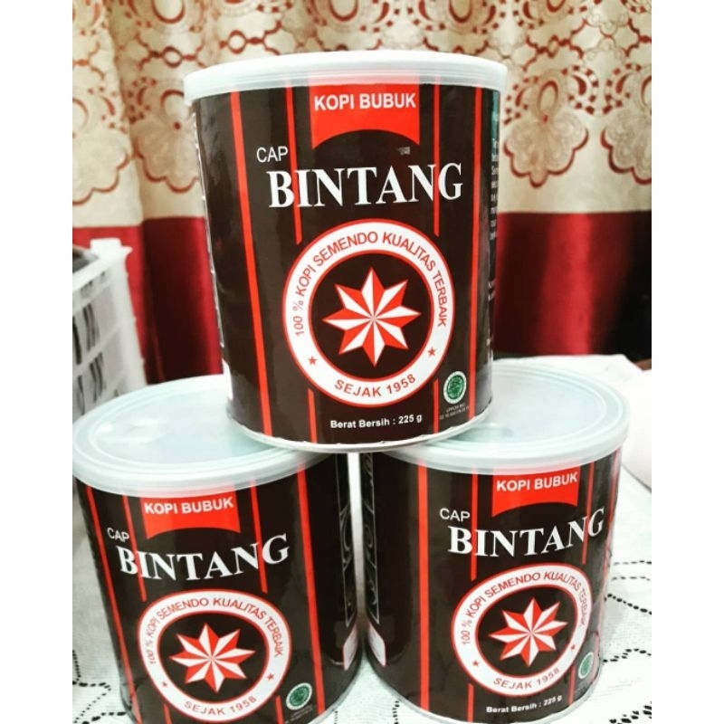 

Kopi Bubuk CAP BINTANG Asli Semendo Kab Muara Enim Kualitas Terbaik Sejak Tahun 1958 Kaleng 225 Gram