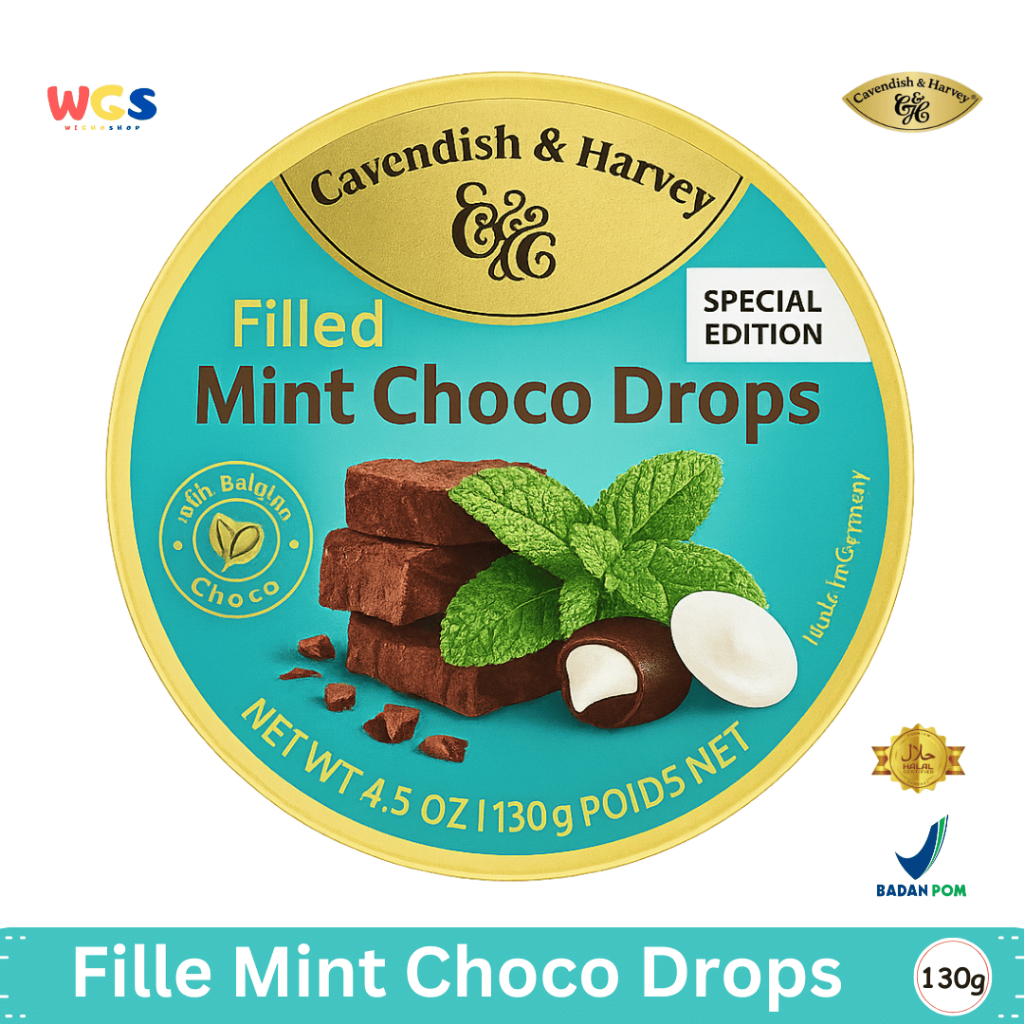 

Cavendish & Harvey Filled Mint Choco Drops 130g - Permen Isi Cokelat & Mint Edisi Spesial