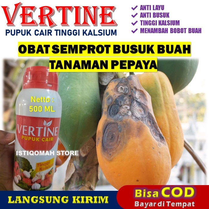 VERTINE KALSIUM 500ML Obat Semprot Busuk Buah Tanaman Pepaya, Cegah Busuk Ujung Buah, Kalsium Pertan