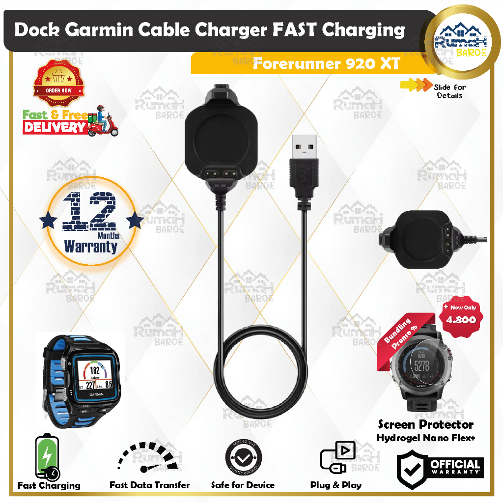 Dock USB Cable Charger Smartwatch Jam Garmin Forerunner 920XT XT FAST Charging ORI Quality
