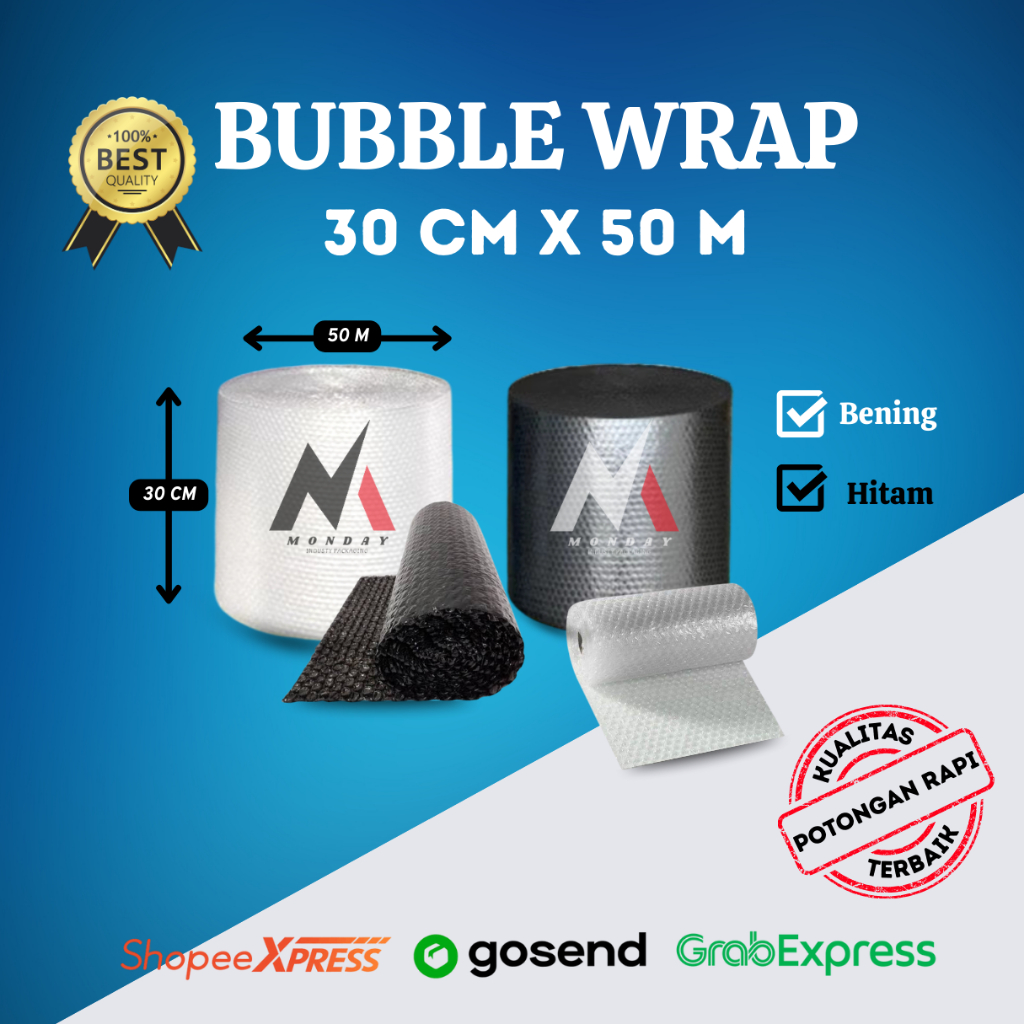 

BUBBLE WRAP 30X50 HITAM DAN BENING