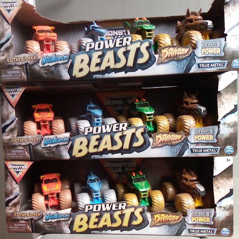 Spin Master Monster Jam Power Beasts Megalodon El Toro Loco Dragon Horse Power 1:64