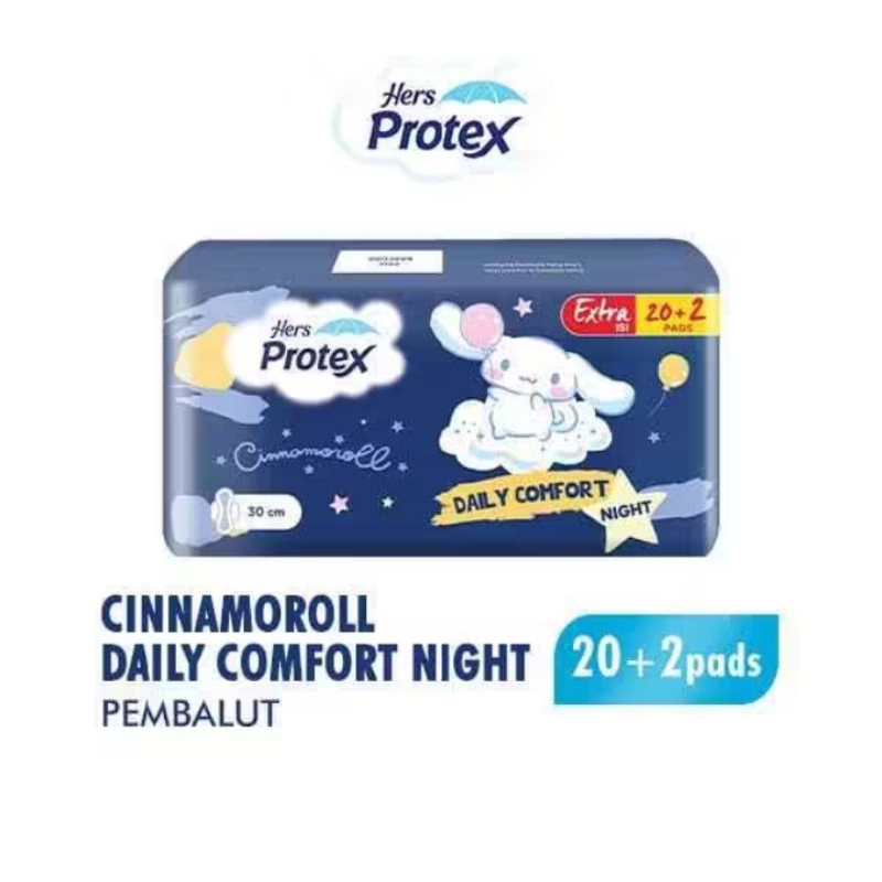 Hers Protex pembalut cinnamoroll daily comfort night 20+2 pads