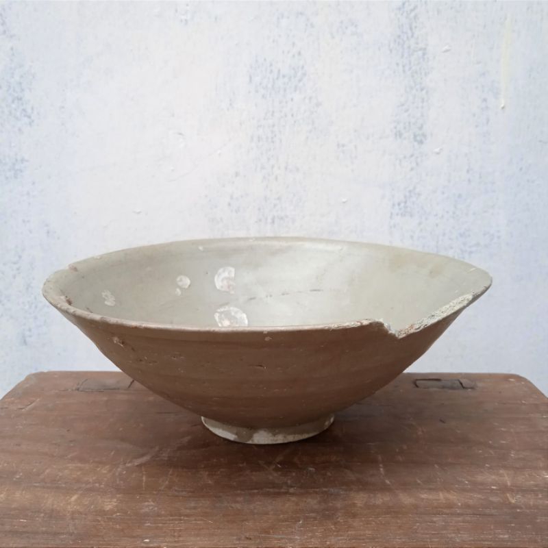 Antik Mangkok Porselen Cina Temuan Laut Kondisi Ada Gumpil Tua Kuno