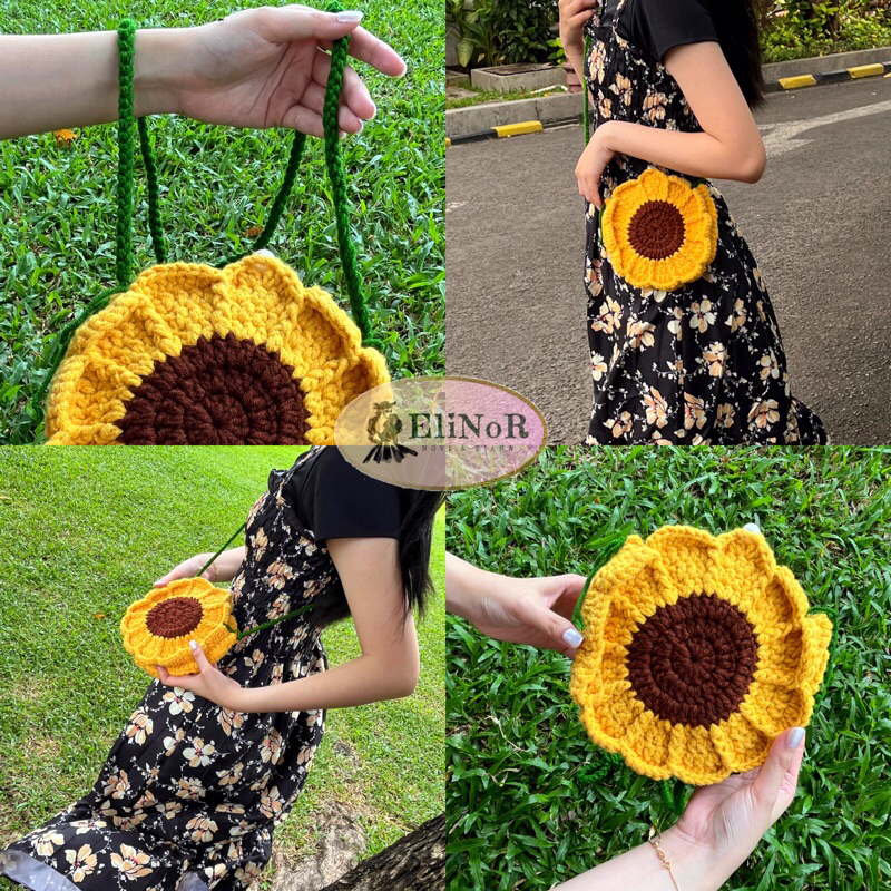 Tas Rajut Bunga Matahari